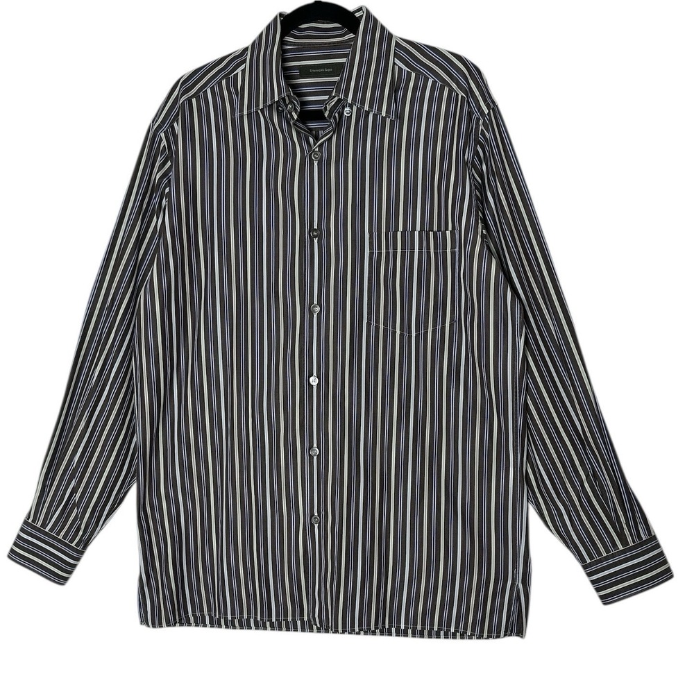 Ermenegildo Zegna Shirt Men's Large  Long Sleeve Button Down Italy Career Formal